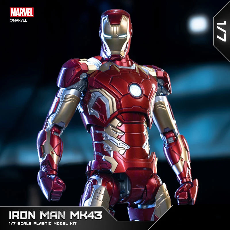 Fondjoy Marvel Iron Man MK43 Assembled Model 10in 1/7 scale Action Figures Reactors can emit light Collect Ornament Boy Toy Gift