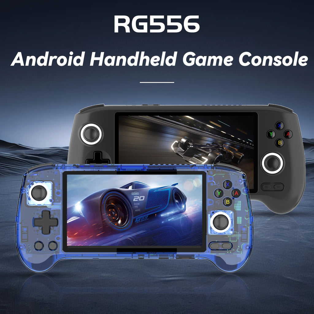 RG556 Retro Handheld Game Console Android 13 System 5.48 inch AMOLED Screen T820 Video Player Built-in Hall Trigger Fan
