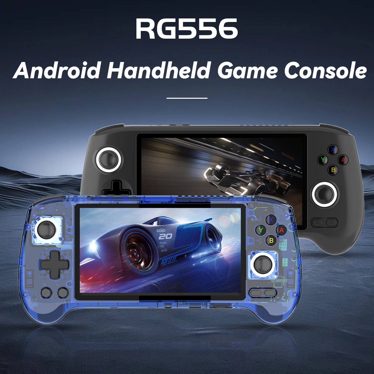 RG556 Retro Handheld Game Console Android 13 System 5.48 inch AMOLED Screen T820 Video Player Built-in Hall Trigger Fan