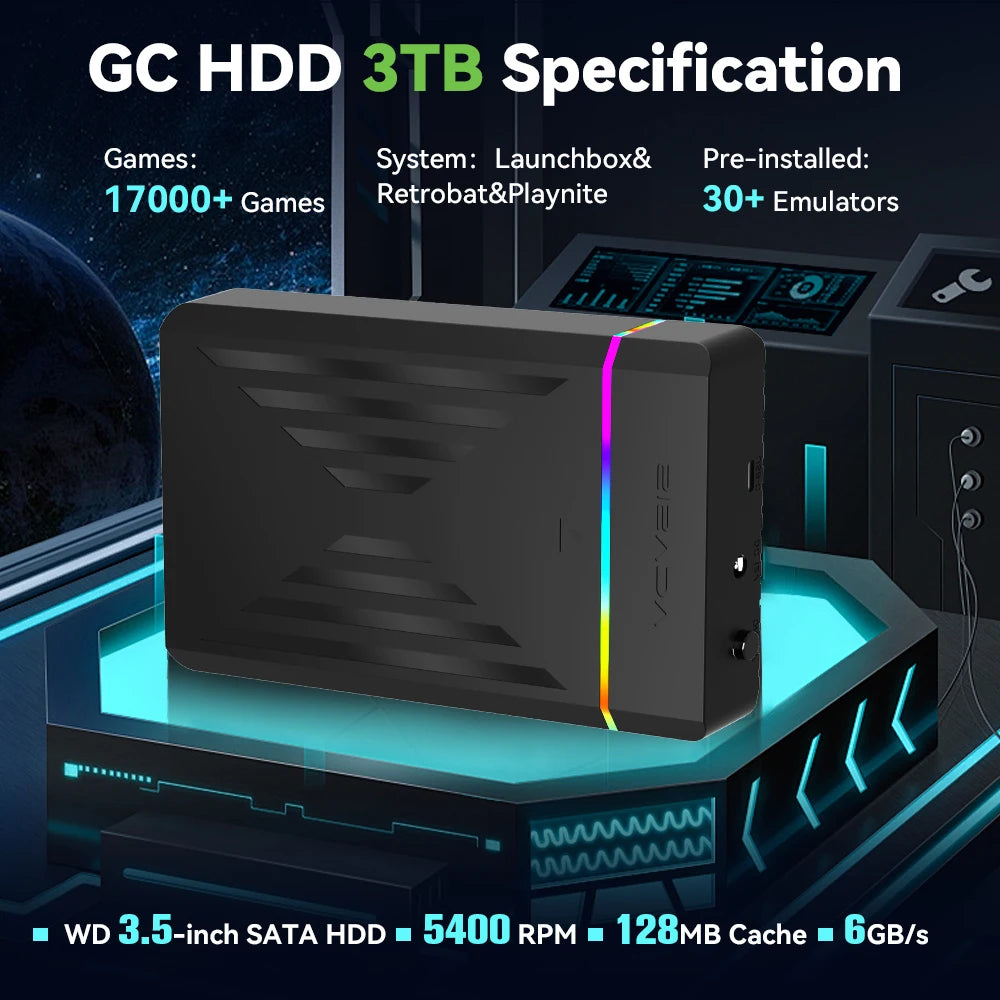 Gaming Hard Drive&Game Consoles For PS4/PS3/PS2/Gamecube/Wii/Wiiu/Sega Saturn With 17000+ Games Plug and Play for WIN PC/Laptop