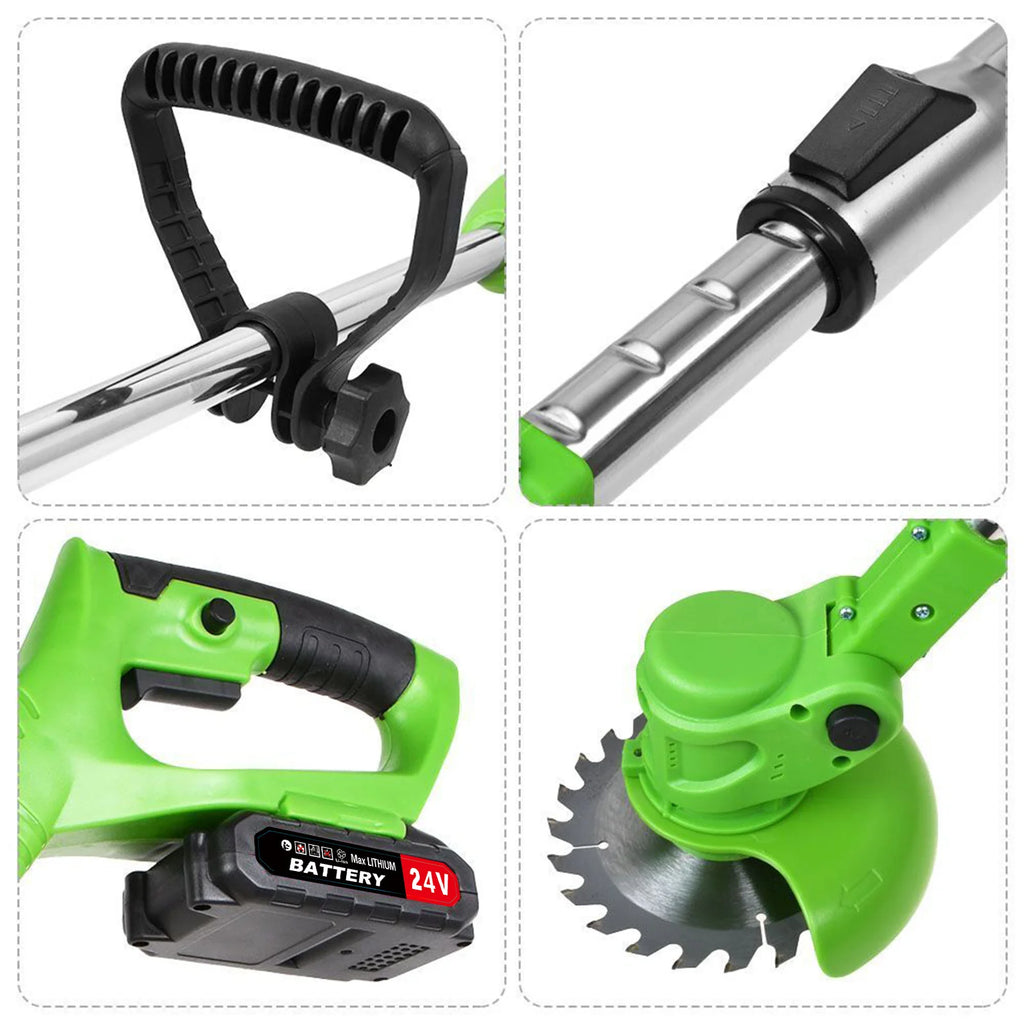 Unkrautschneider, Rasentrimmer, elektrisch, bürstenlos, 2-in-1, kabelloser Rasentrimmer, Schnellladegerät mit 2 x Akku für den Garten