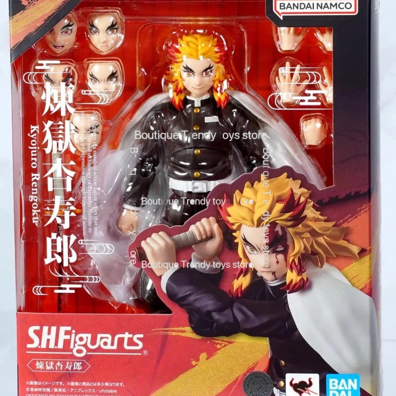 In Stock Bandai SHF S.H.Figurats Demon Slayer Kyojuro Rengoku full action Anime Figure Finished Model Kit Toy Gift for Kid