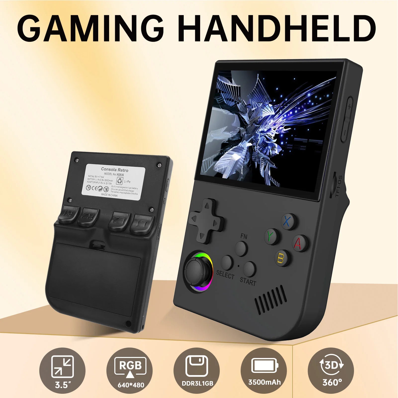 Handheld Retro Game Console Over 12 Simulators 3.5 Inch  Screen 3.5mm Headphone