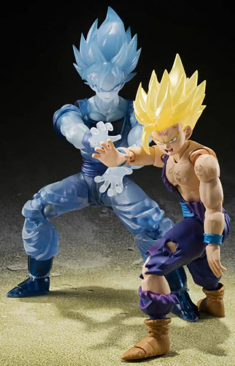 Stock Bandai SHF Dragon Ball Super Saiyan 2 Battle-Damaged Goku & Gohan Father-Son Kamehameha 1/12 Figure Model Collectible Gift