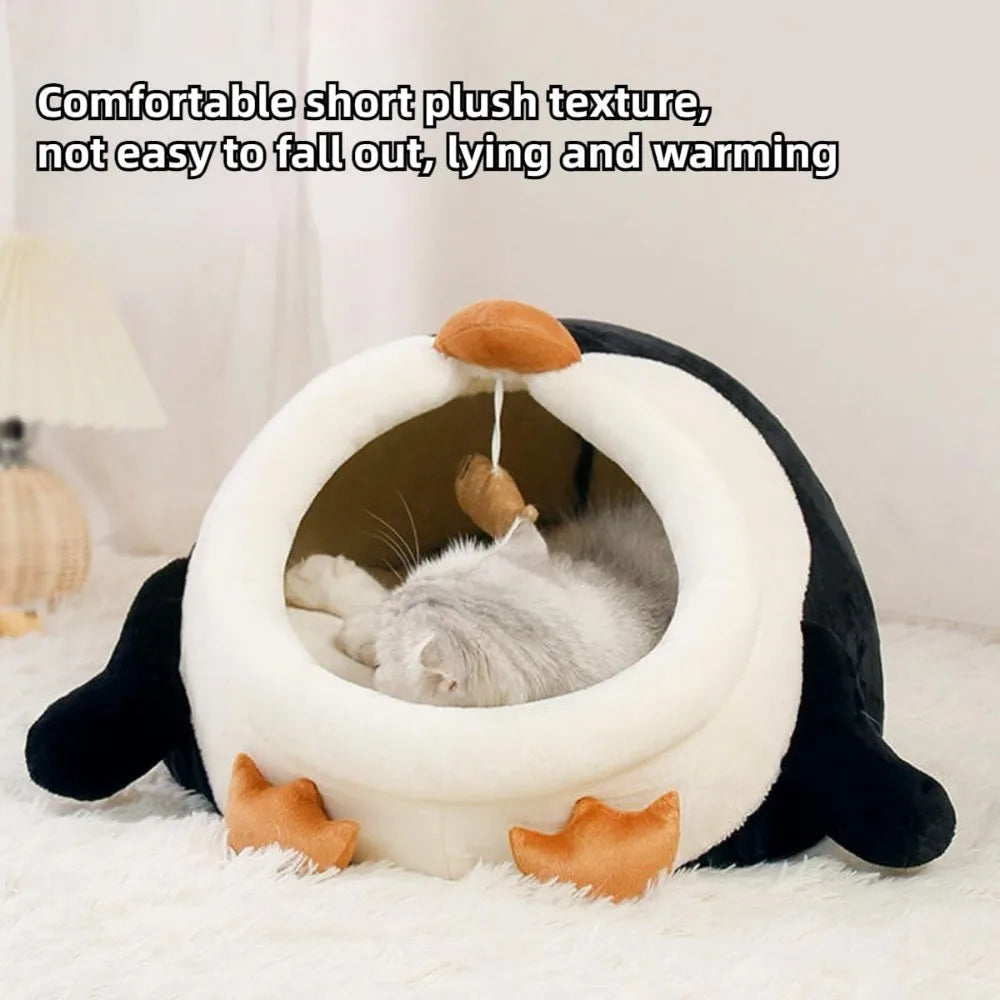 cozy pumpkin-themed cat bed with removable mat, ideal warm nest for cats and small dogs