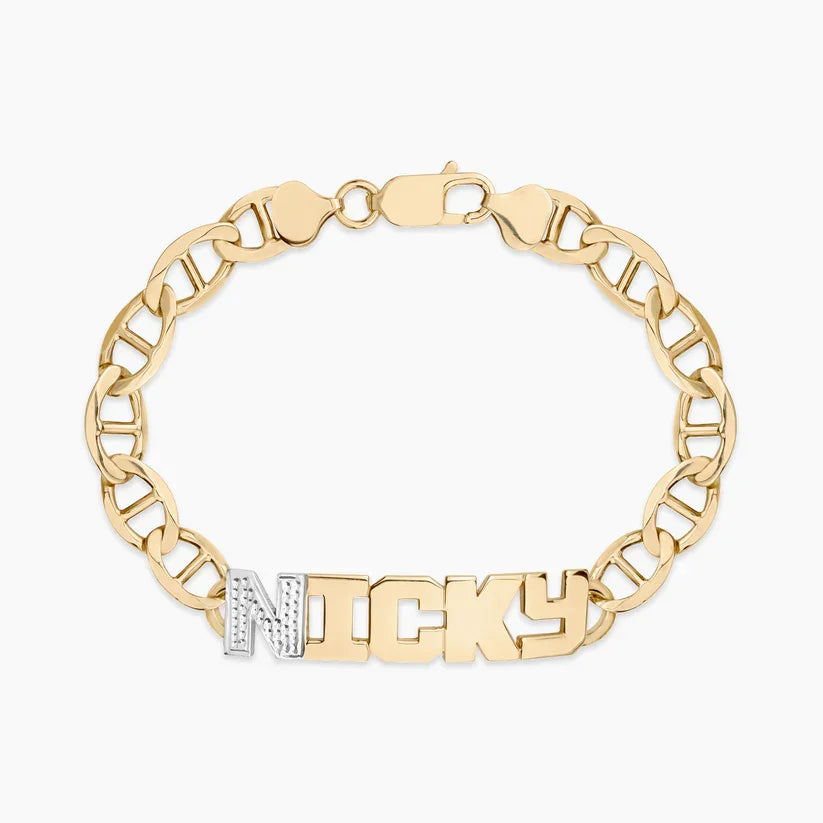 DHQH Personalisiertes Namensarmband, 18 Karat Gold, doppelte Beschichtung, Hip-Hop-Schmuck aus Edelstahl, Goldkette, bestes Geschenk für Herren