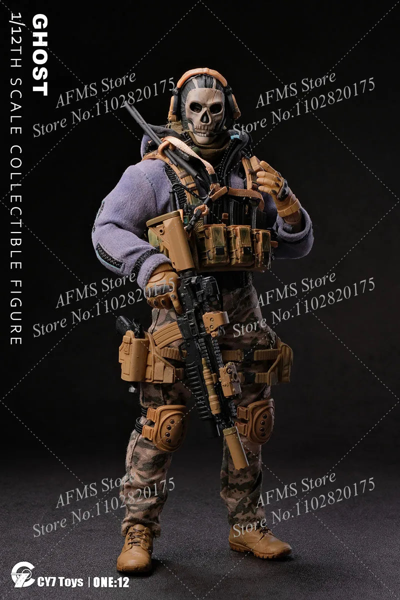 CY7 TOYS 1/12 Scale Collectible Figure Ghost Mini Military War Collection Dolls Full Set 6Inch Male Soldier Action Figure Model
