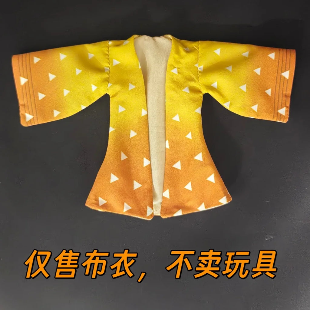 Demon Slayer Shf Anime Handmade Agatsuma Zenitsu Cloak kimono and feather weaving Built In Iron Wire Is Suitable for 1/12 Toy