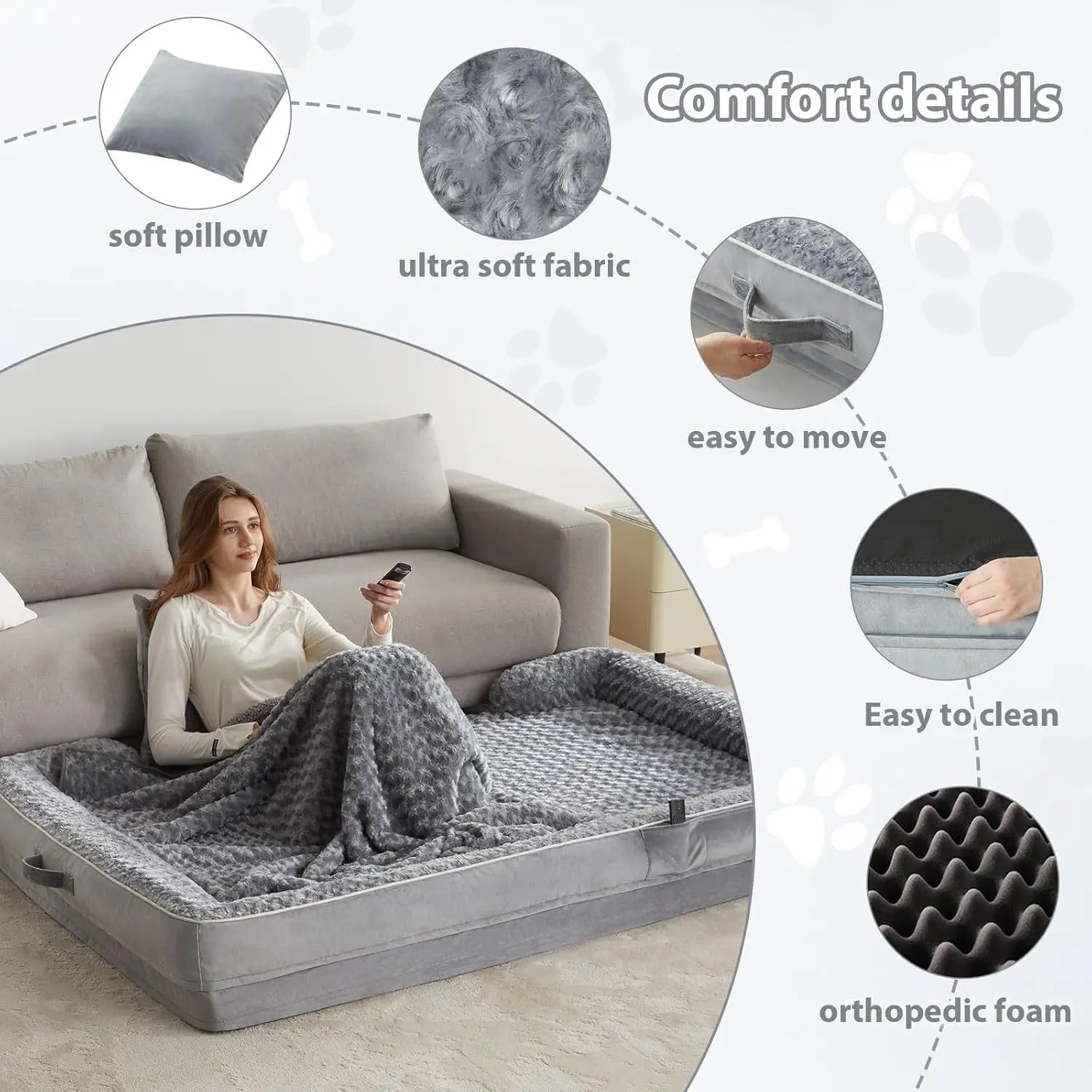 Human Dog Bed Luxury Plush Soft Safety Orthopedic Foam XXL Giant Human Size Dog Bed Pet Bed For Human