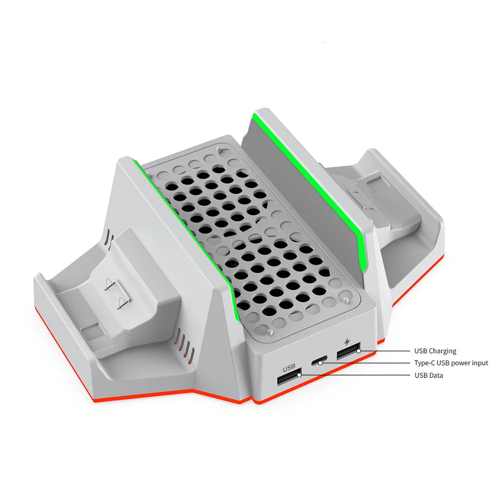 Dobe für Xbox Series S RGB Vertikaler Lüfterständer mit Dual-Controller-Ladegerät Akkupack Ladedock Xbox SS TYX-0663D