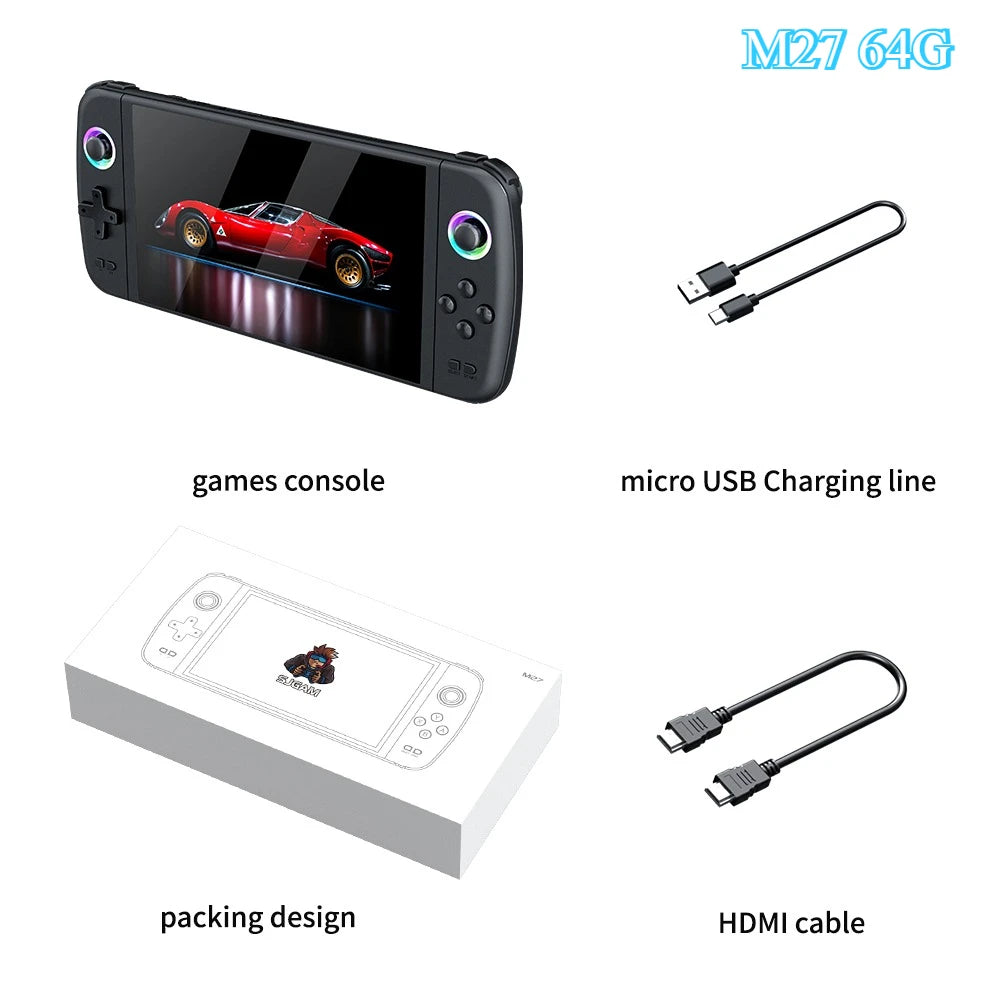2025 new M27 Portable Pocket Retro Handheld Video Game Console 7.0Inch IPS Screen 1024*600 Display Support LINUX Emelec HDMI Out