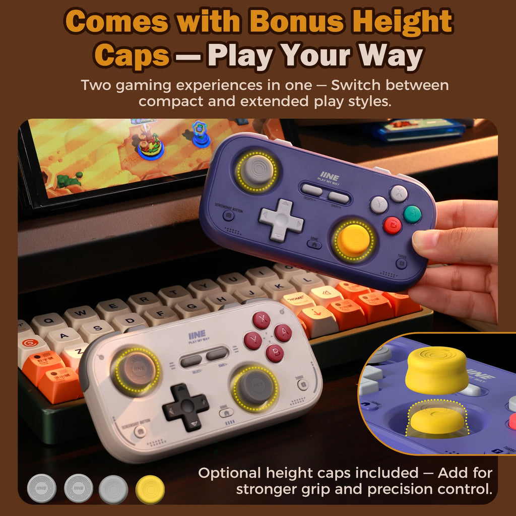 IINE Retro Pocket Game Controller/Compact & Portable Hall Joysticks + 1000Hz Recessed Joystick Designed Customizable Controls Mu