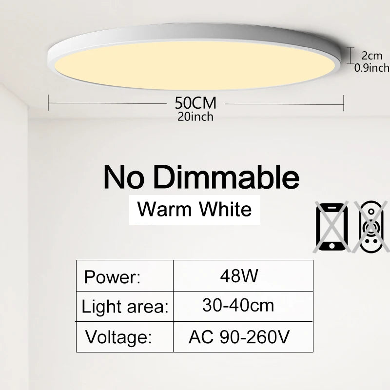 50CM Large Ceiling lamp Smart APP/ Remote Control Dimmable for Bedroom 48W Ceiling Lights AC 110/220V led lights for Living room