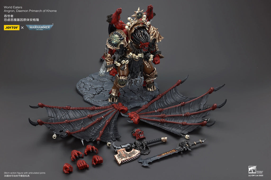JOYTOY Warhammer 40K 1/18 Scale World Eaters Angron Daemon Primarch of Khorne 38CM Action Figure Model Toys 2025 Version
