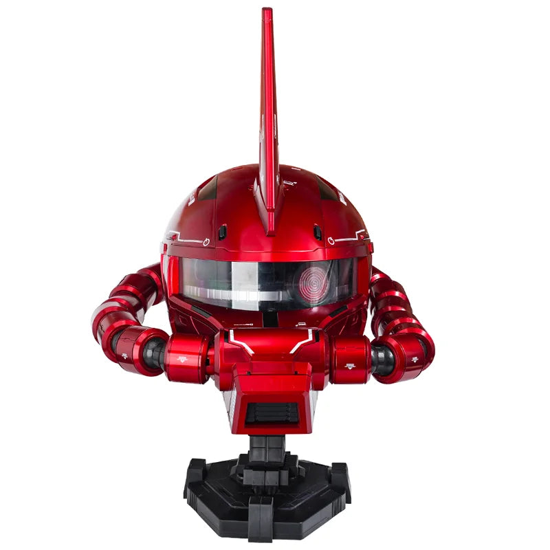 Red Zaku Warrior Helmet Mobile Suit Anime Figure Desktop Ornament Doll Collectible Model Comic-Con Cosplay Props Boy Toy Gift