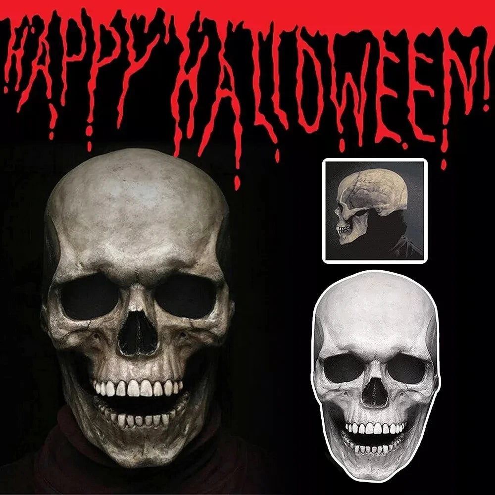 Halloween Mask Movable Jaw Full Head Skull Mask Halloween Decoration Horror Scary Mask Cosplay Party Decor Skull Helmet 2023