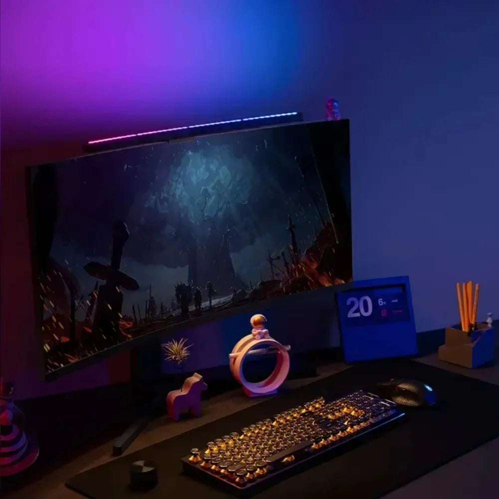 Youpin LYMAX Computer Monitor Table Lamp Curved Screen Desk Lamp Dimming Eye-Care Sound-sensitive Music Hang Gaming Light pro