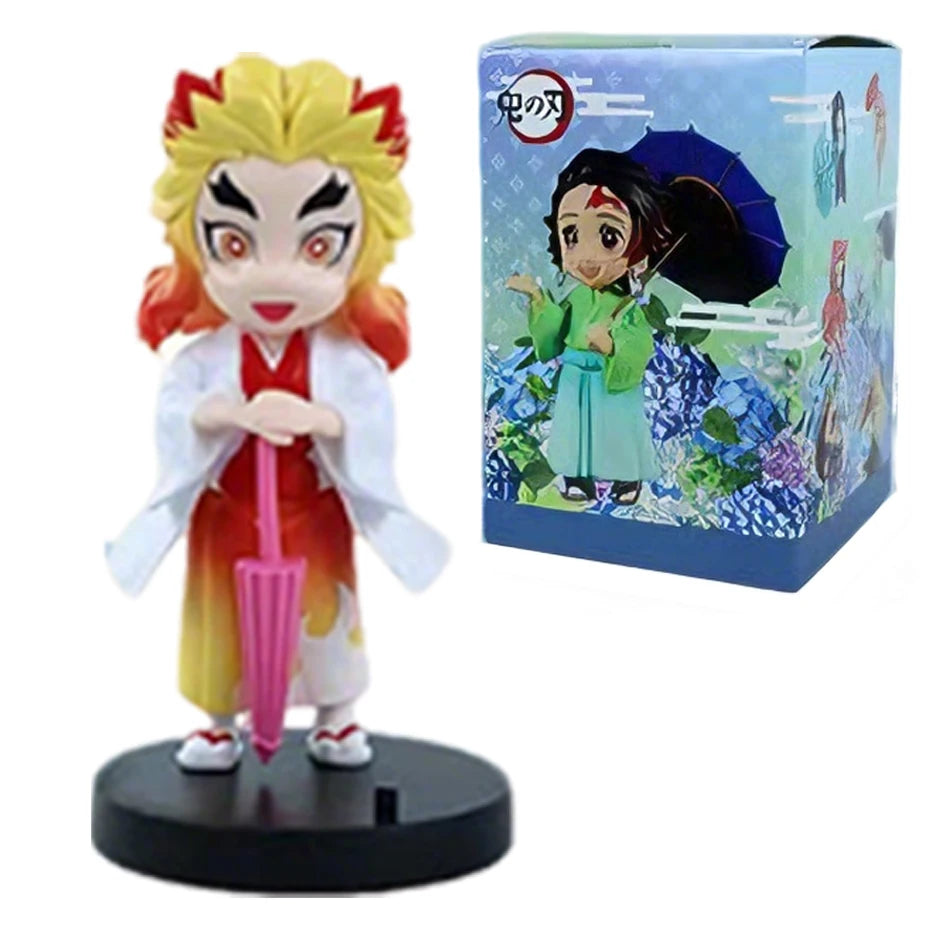 In stock 12cm kawaii  Demon Slayer Plum Rain Series with Box Handmade Model no Yaiba Kamado Nezuko Action Figure Ornament Gift