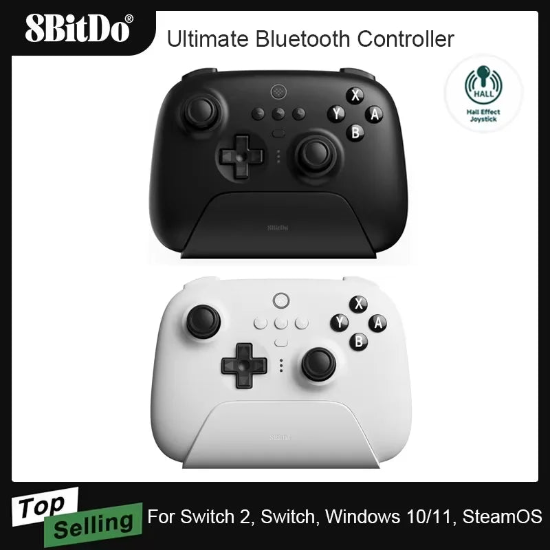 8Bitdo Ultimate Bluetooth Controller with Charging Dock for Switch 2 Wireless Gamepad Hall Effect Joystick for Windows PC