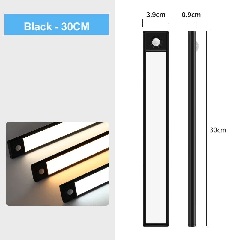 LED Cabinet Light USB Type-C Rechargeable Motion Sensor Led Lamp for Kitchen Wardrobe Cabinet Lighting 20cm/30cm/40cm/50cm