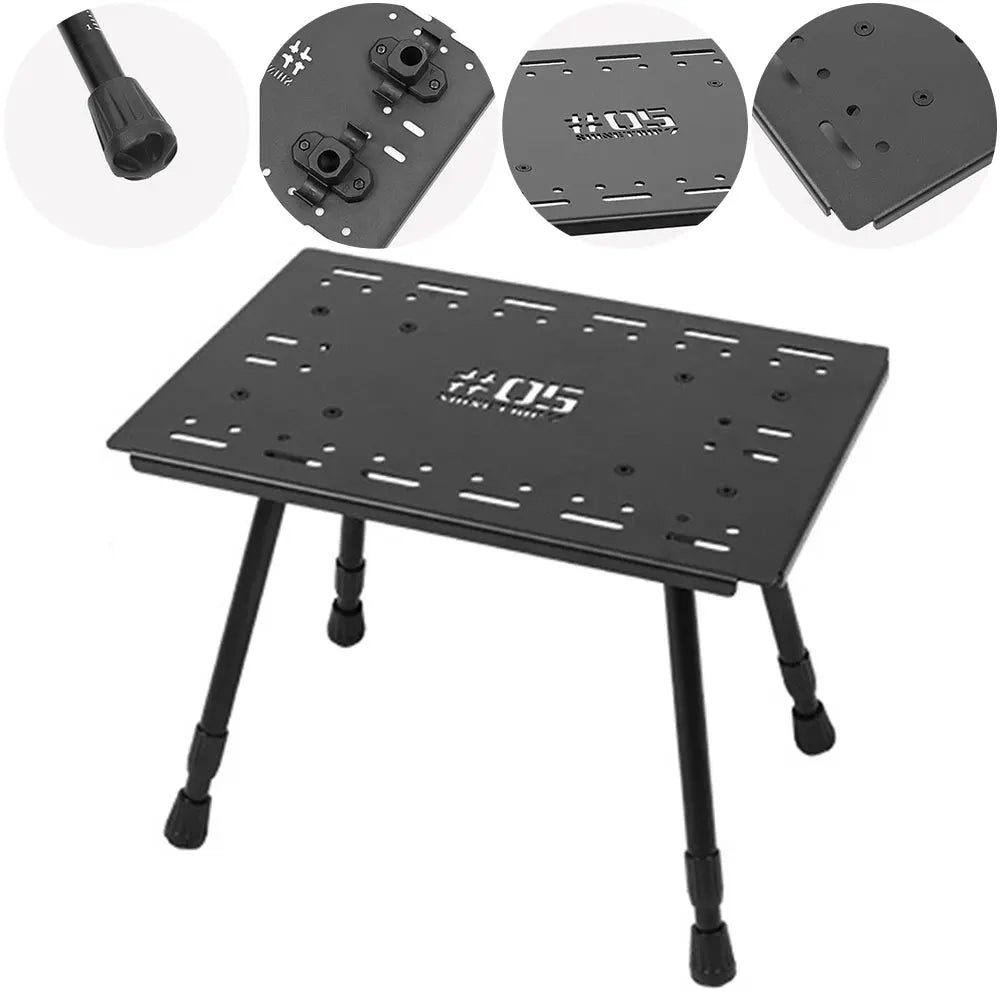 Tragbarer Klapptisch, Aluminiumlegierung, erweiterter faltbarer Campingtisch, multifunktionaler Angelhocker für Camping, Wandern, Picknick-Werkzeug