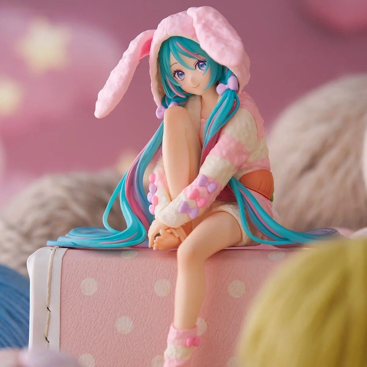New 14cm VOCALO Anime Hatsune Miku Action Figure Rabbit Ear Pajamas Miku Figurines Car Decoration Doll Model Kids Toys Fans Gift