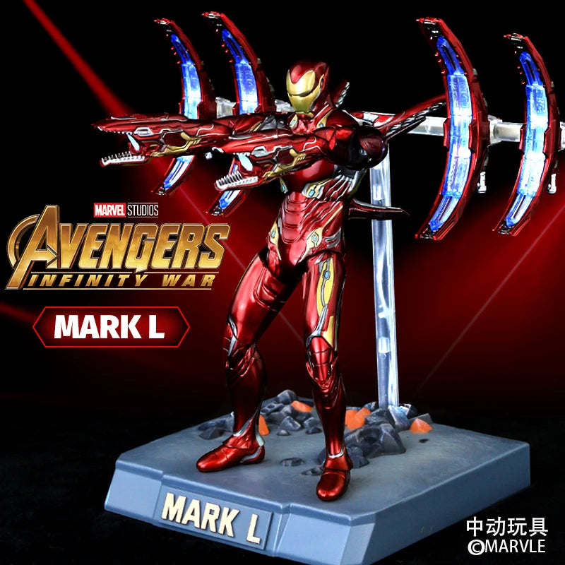 Iron Man MK50 And Mk50 Weapon Accessory Scene Set Action Figure Movable Can emit light Model Avengers Pvc Action Toy For Gift