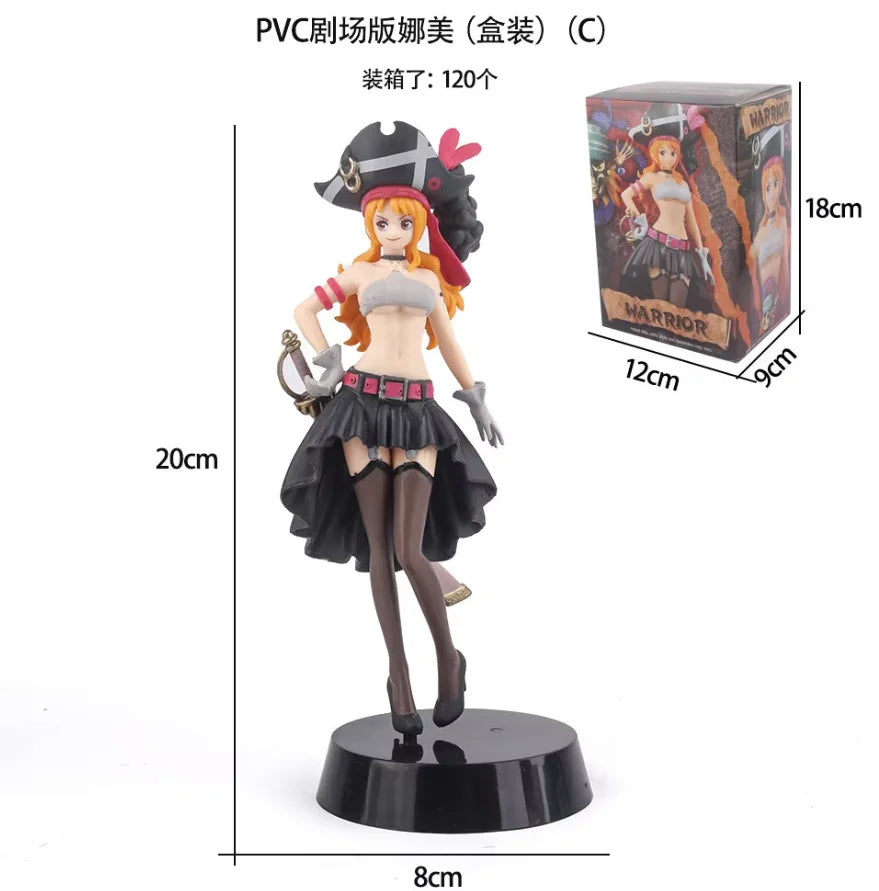 19CM Аниме One Piece Nami Черни дрехи Екшън фигурка ONE PIECE FILM RED Обличане Фигурка PVC Колекционерски Модел Играчка Детски Подарък