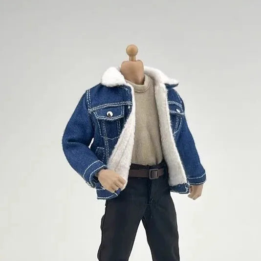CCN1208 1/12 Scale Male Lamb Down Denim Jacket T-shirt Casual Pants Model Fit 6'' Notaman GWtoys Soldier Action Figure Body