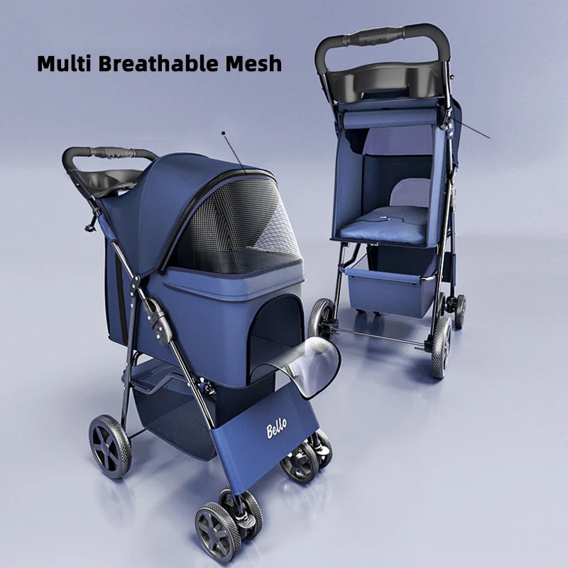 Bello Basic Pet stroller small Lightweight Fordable Cart Dog Cat Teddy Hand Cart Outgoing Pet Dog Cat