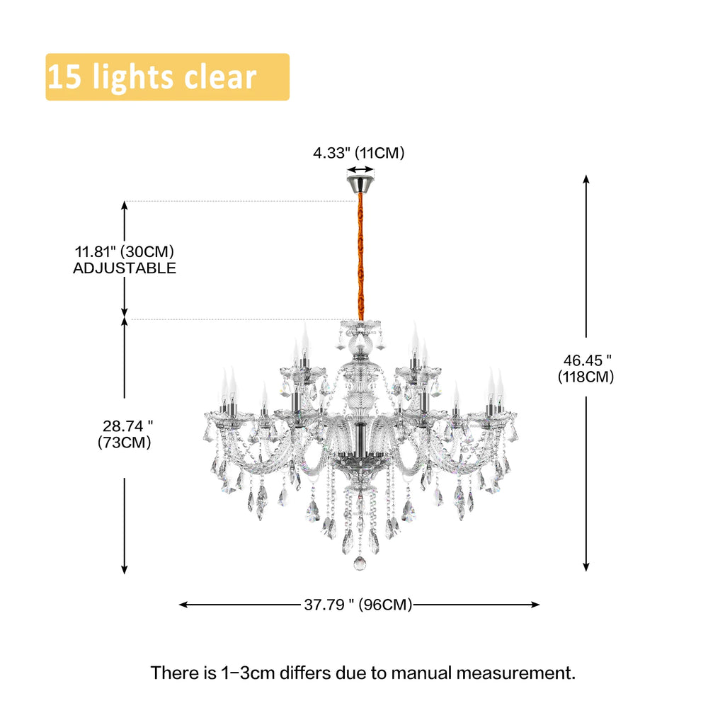 15 Arms Chandelier Pendant Chandelier Crystal E14 Chandelier Bedroom Modern K9 Crystal For Living Room Corridor Saloon Hall