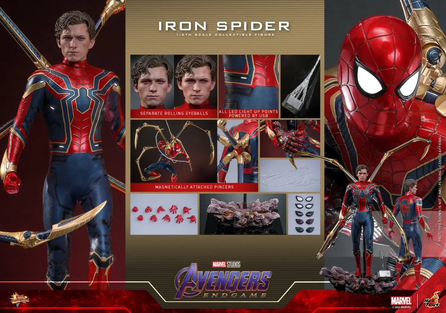 In Stock HotToys MMS761 MMS762AE Iron Spider 1/6 Soldier Figure Animation Action Figure Toy Gift Model Collection