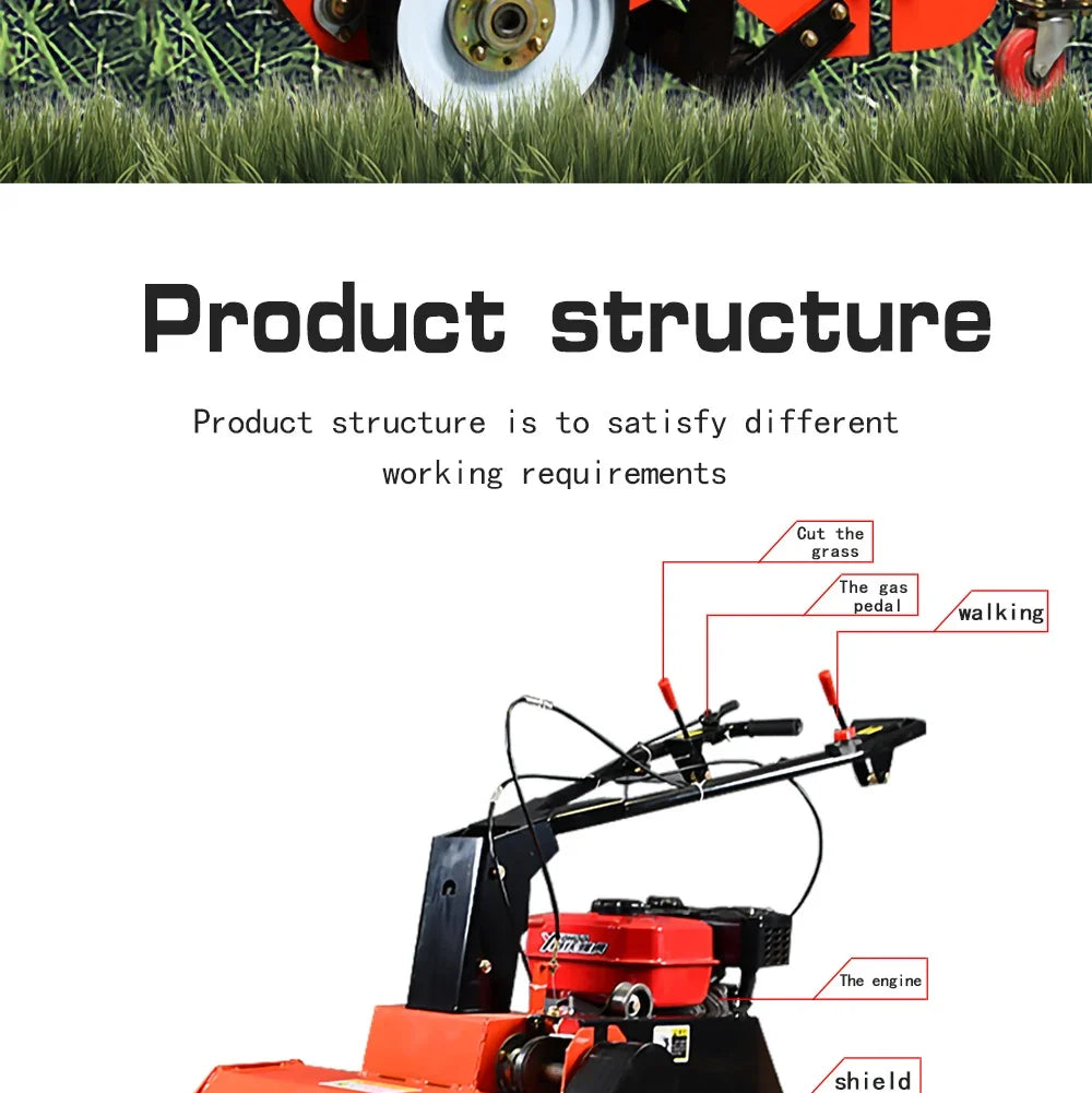 walk-behind lawn mower Mowing and soil loosening machine Garden 7.5HP Mower