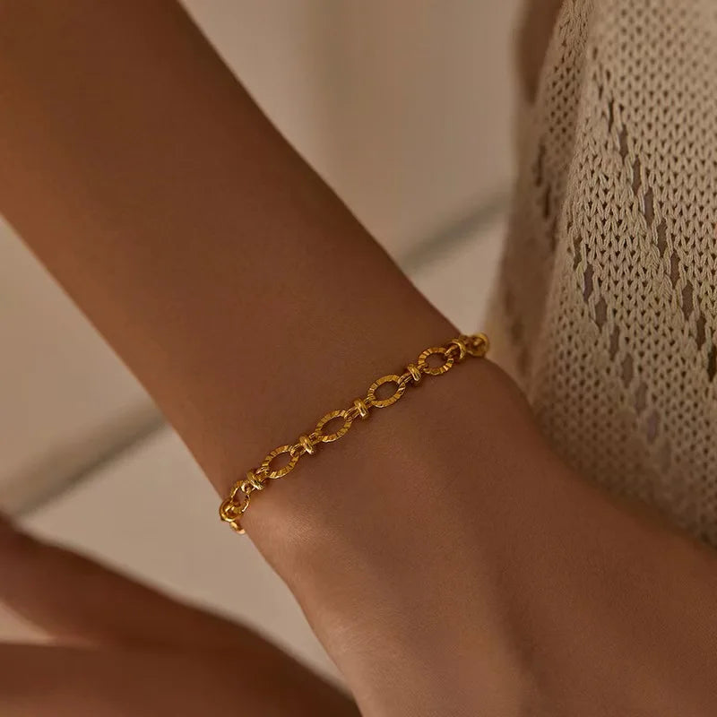 Нови талисмани, изящни гривни с верижка от 18-каратово злато, за жени, модни подаръци за сватбено парти, улични, универсални бижута, 18+4 см