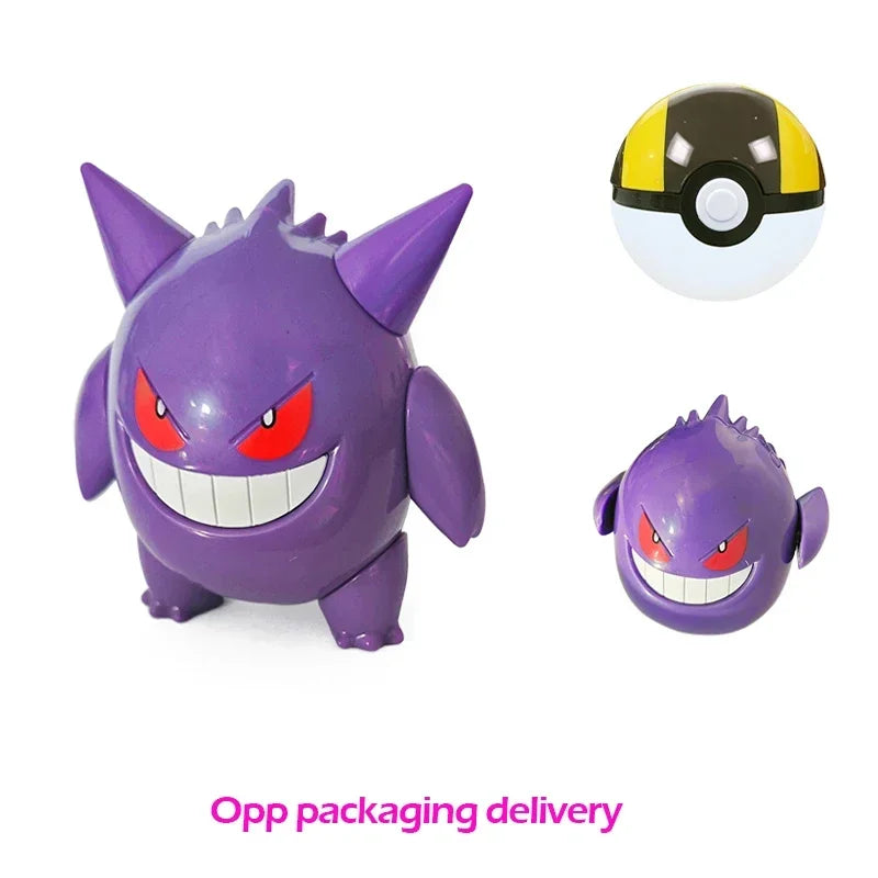 Pokemon Action Figure Transformer Doll Pokeball Figurine Poke Ball Deform Pikachu Greninja Lucario Mew Snorlax Lapras Kids Toy