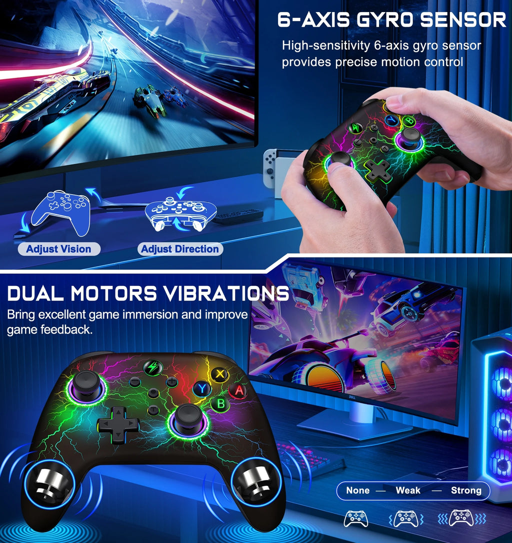 DinoFire Wireless Controller For Nintendo Switch OLED  Pro Gamepad for Switch Lite with 1000Mah Rechargeable Battery