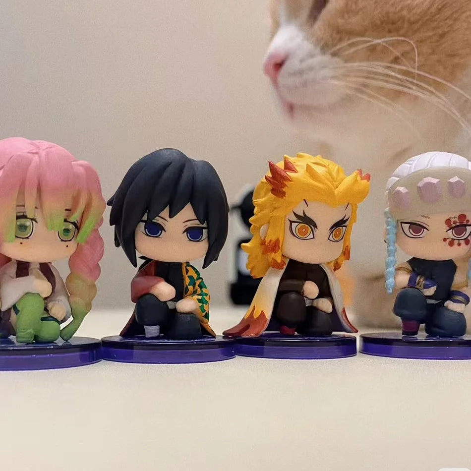 Demon Slayer Q Posket Mini Figurines Wholesale Kimetsu No Yaiba PVC Dolls Set of 5/10/12/15 for Desktop Decoration