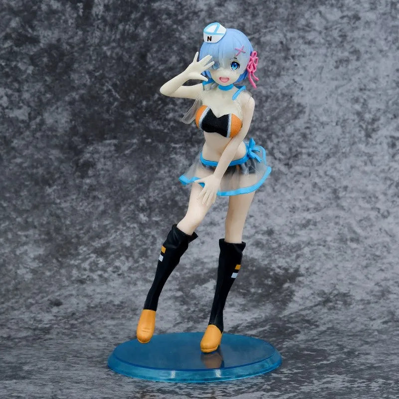 Anime Figure RE: Zero-Starting Life in Another World Rem Raise A Placard Figure Racing Uniform Figure Toy Gift Collection Action