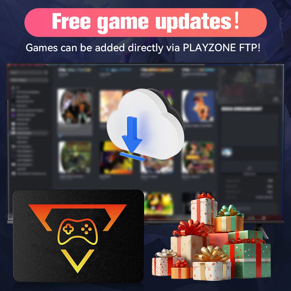 PlayZone 1TB Portable External Game SSD Handheld Game Console For Xbox/PS4/PS3/PS2/Switch Built-in 16000 Games For Win PC/Laptop