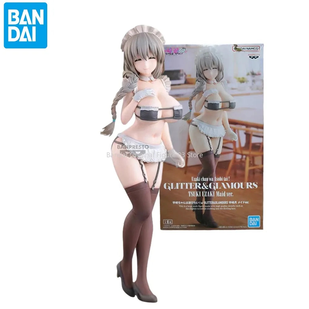 Original BANPRESTO Glitter &amp; Glamours Uzaki-chan Will Abhängen 27cm Hana Uzaki Maid Figur Anime Spielzeug Figur