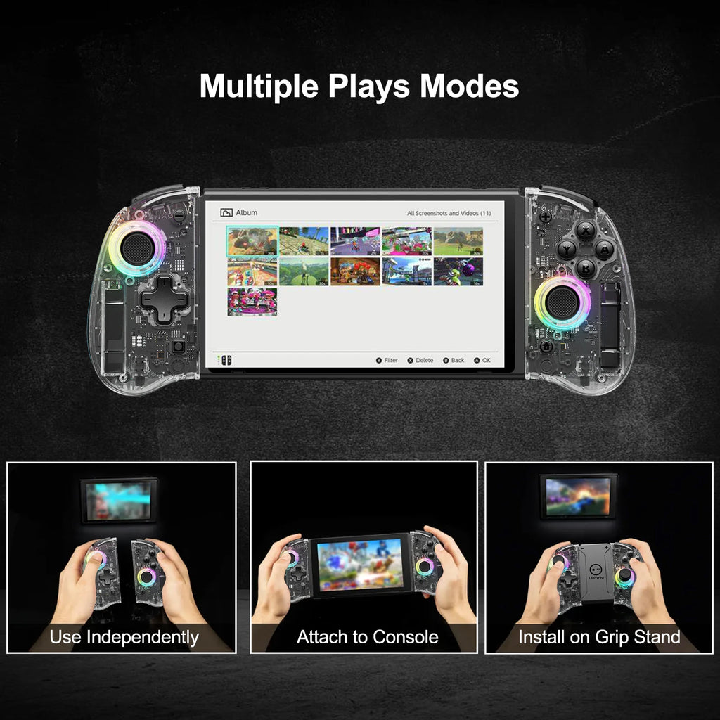Meteor Light Joycons Wireless Controller for Switch/OLED with Programmable/Motion Control/Dual Vibration/Turbo