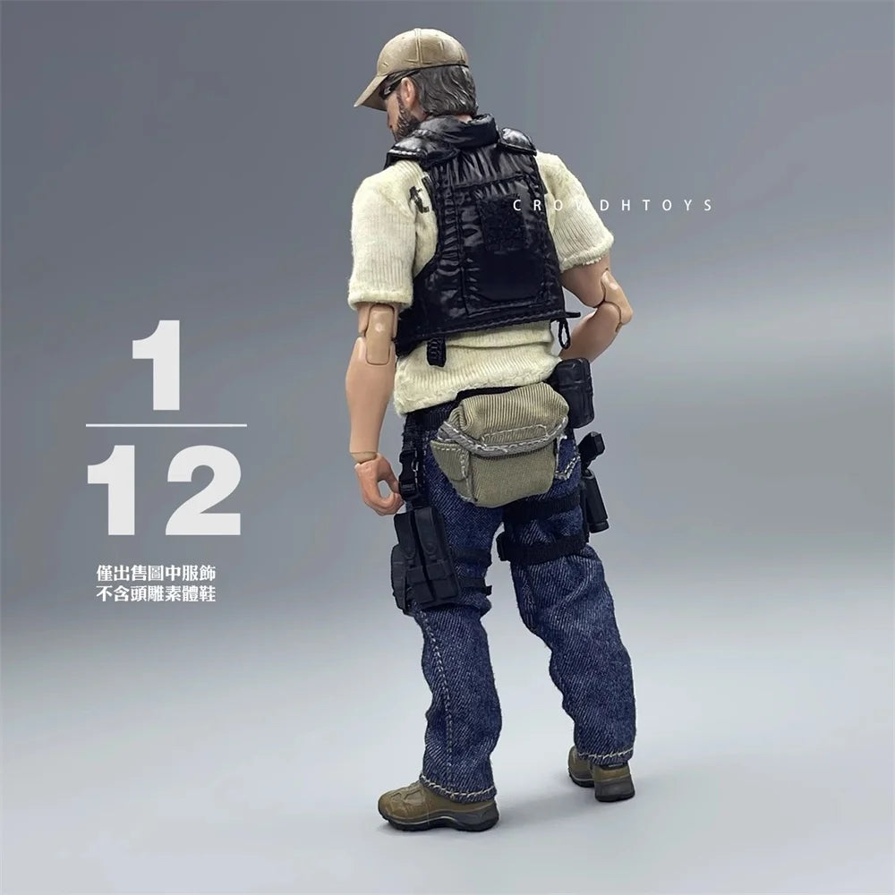 Hot Sales 3ATOYS Scale 1/12 Trendy Modern US. Soldier Doll Hang Chest Vest Bullet-proof Vest Black Yellow with Dirty Effect DIY