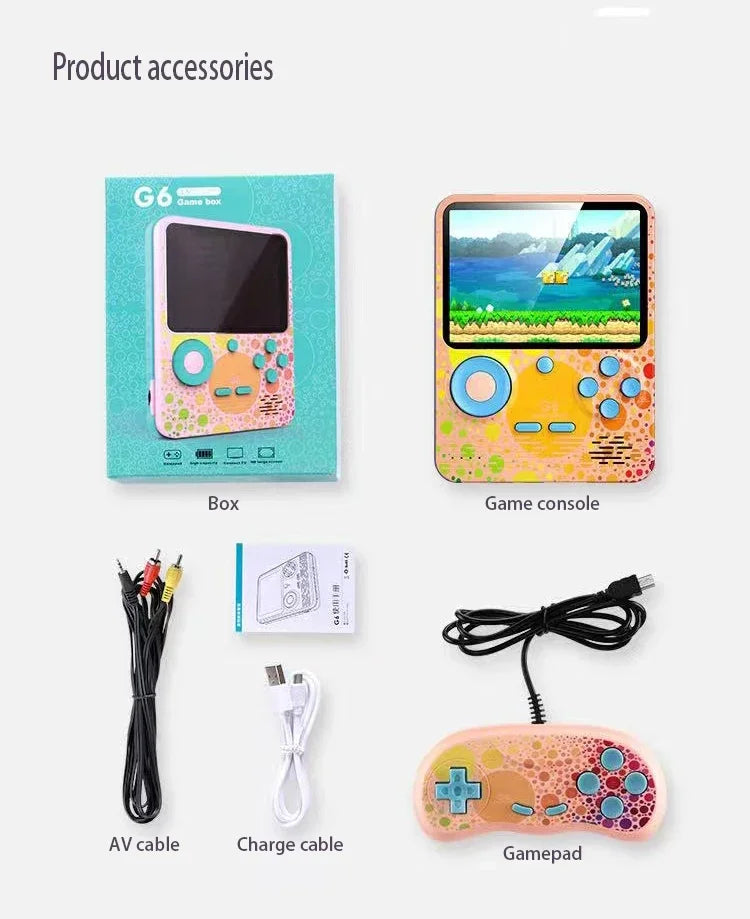 2025 G6 Game Console 3.5 Inch Screen Handheld Portable Support 2 Players Video Gaming Machine for Kids
