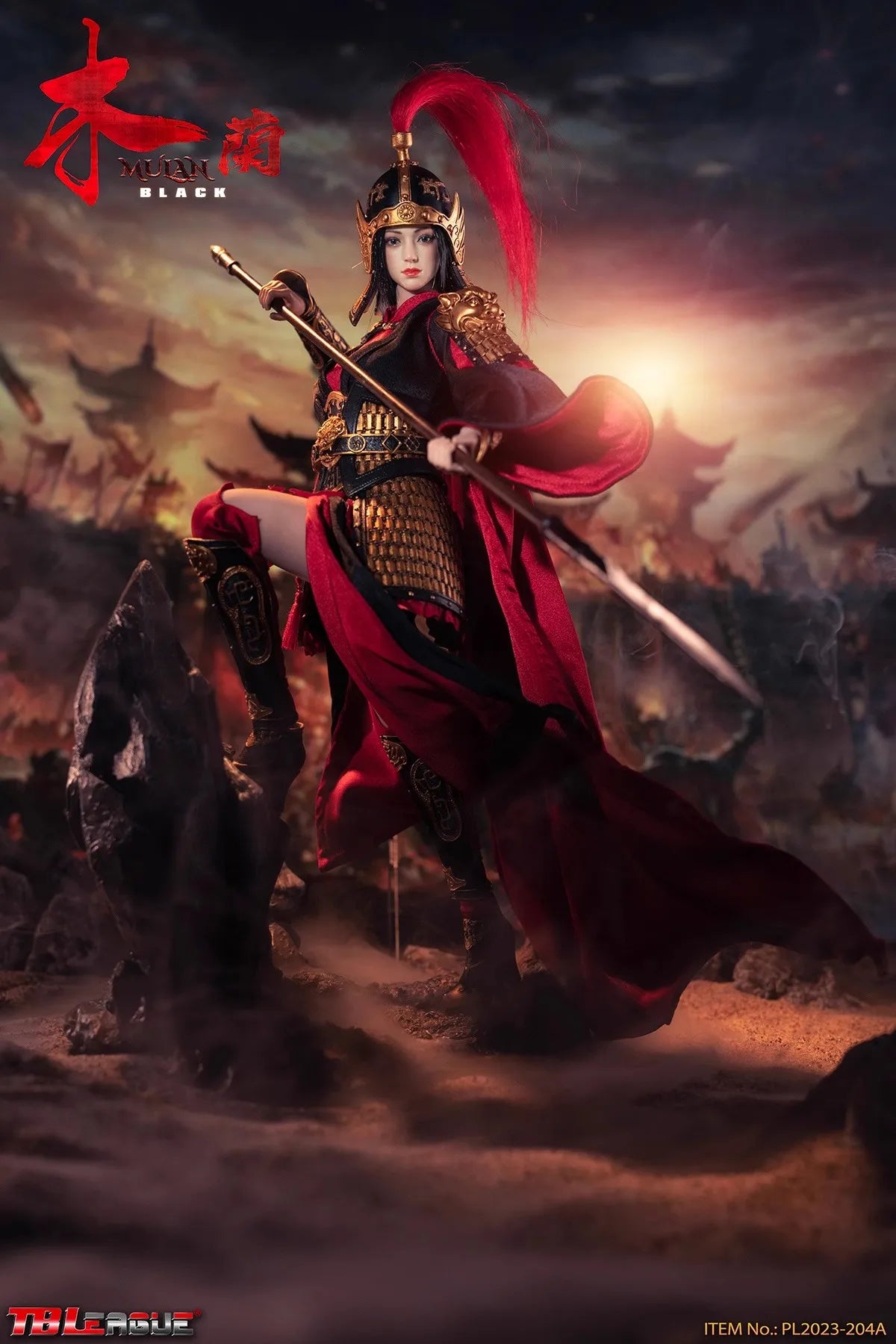 TBLeague PL2023-204 A 1/6 Soldier Female General MULAN Black 12'' Action Figure Model Toy In Stock