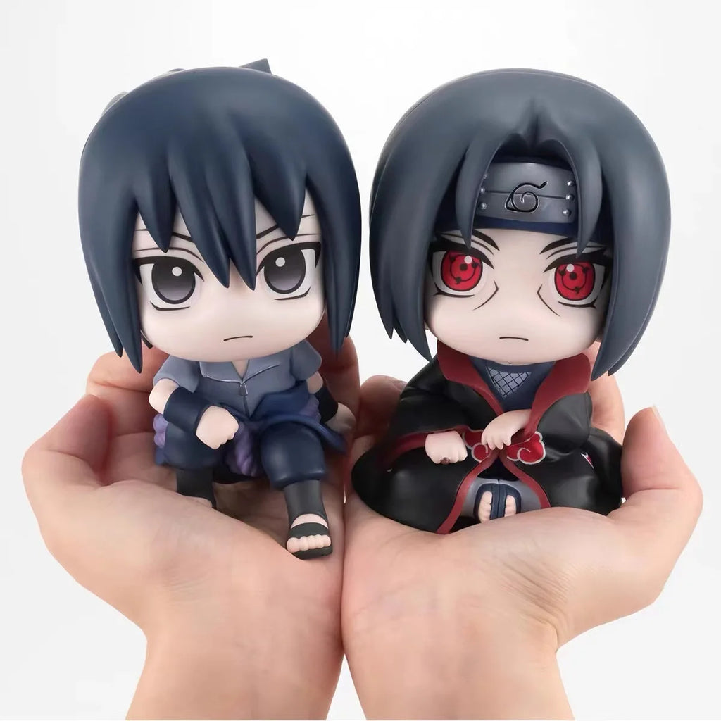 8cm Anime Sitting Naruto Kakasi Sasuke Animation PVC Plastic Model Collection For Fans Japan Figure Toys Christmas Gifts