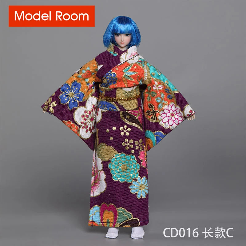 CDtoys CD016 1/12 Female Long Short Kimono Model Soldier Printing Clothes Fit 6'' TBL Action Figure Body Dolls