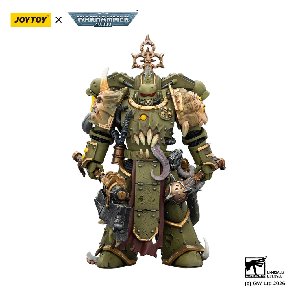 【In stock】JOYTOY Warhammer 40K Death Guard Plague Marine with Bubotic Axe and Plague Knife 1/18 Action Figure Model Toy