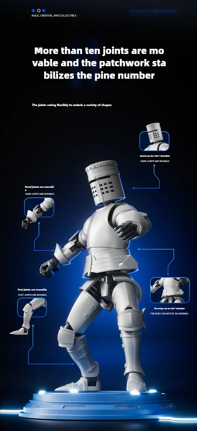 Knight Action Figures Paladin 13 Jointed Movable Shapeshift Robot 3D Printed Mannequin Character Assembl Toys Kids Gifts