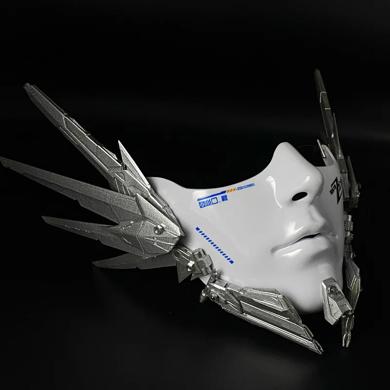 Future Technological Functional Style Mechanical Punk Face Mask Man Woman Halloween Mask Cosplay Costume Red White Face Guard