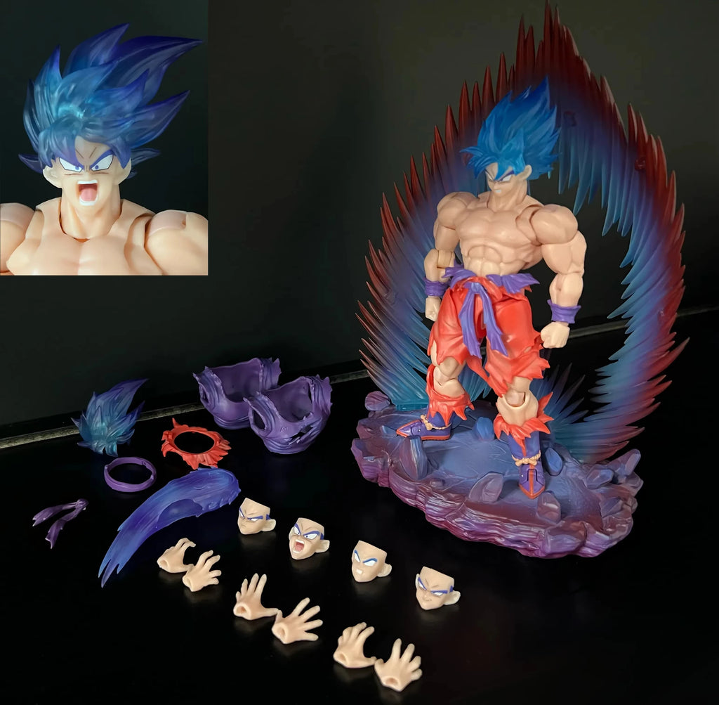 In Stock E&C Studio 1/12 Dragon Ball Z Shf Super Saiyan God Super Saiyan Son Goku Figure Kaio-Ken Anime Action Figures Toys Gift